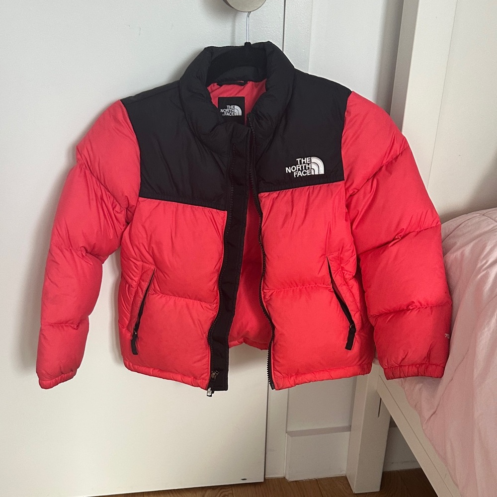 The North Face Kids hot pink/red and Black Puffer Jacket